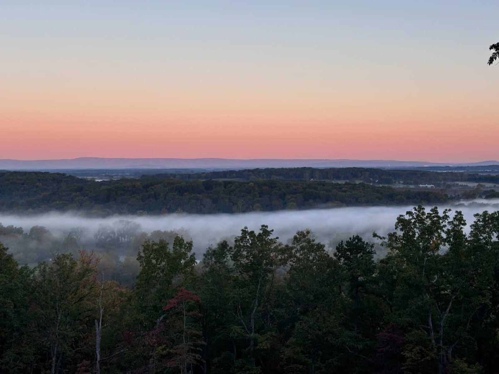 Misty sunrise over the Shenandoah Valley seen from the house